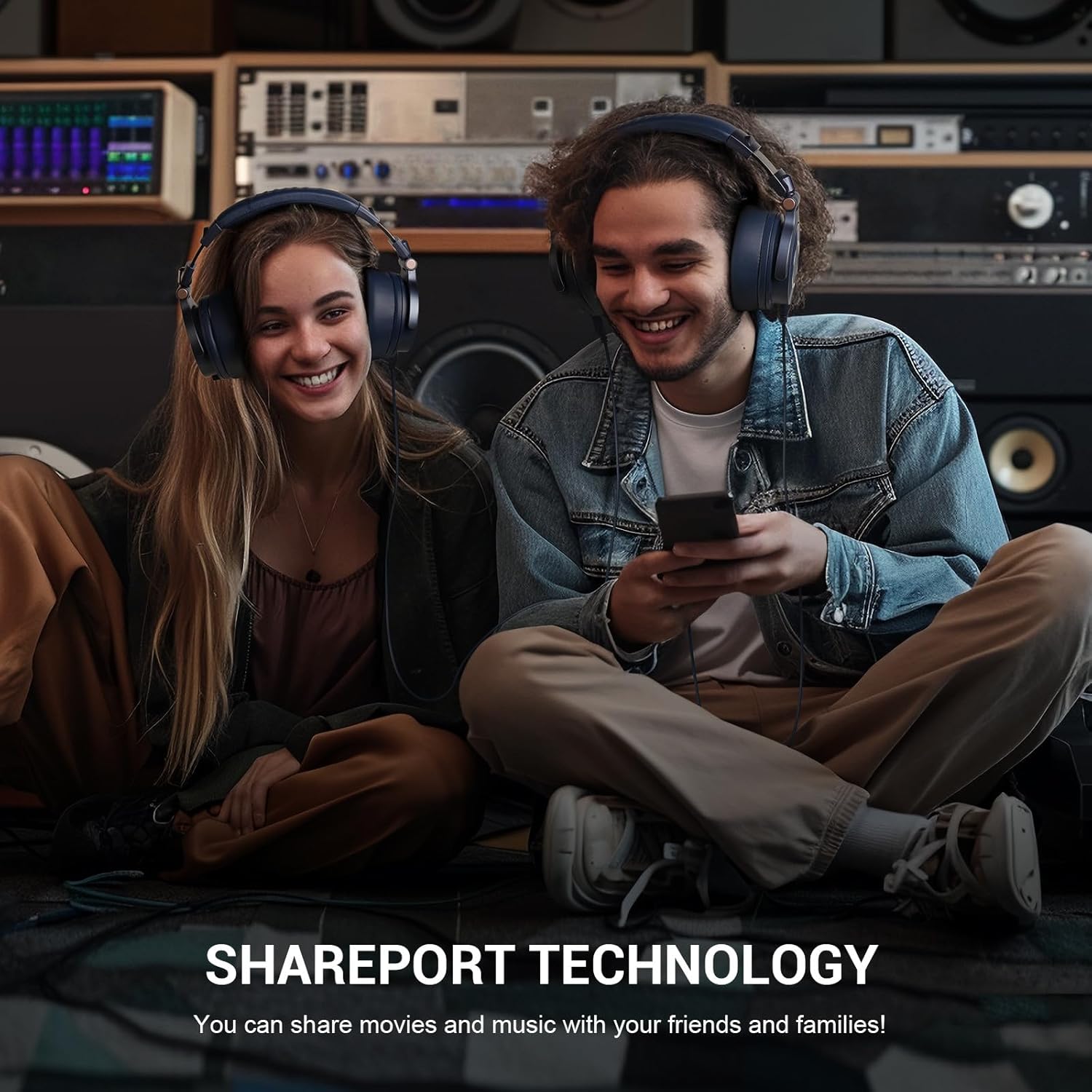 OneOdio Monitor 60 Professional Studio Headphones - Recording Wired Over Ear Headphones, Hi-Res Audio, Soft Comfortable Earmuffs, 6.35mm Adapter for Tracking Mixing DJ Mastering Broadcast-Navy Blue