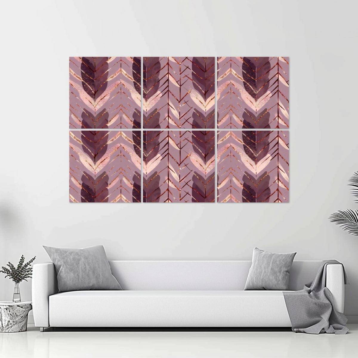 6 Pack Art Acoustic Panels Rose gold glitter knitted seamless pattern Soundproof Wall Panels, 48