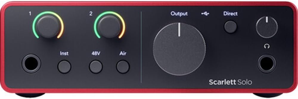 Focusrite Scarlett Solo USB-C Audio Interface (4th Gen) Bundle with Polsen HPC-A30 Studio Monitor Headphones, Pop Filter and XLR- XLR Cable