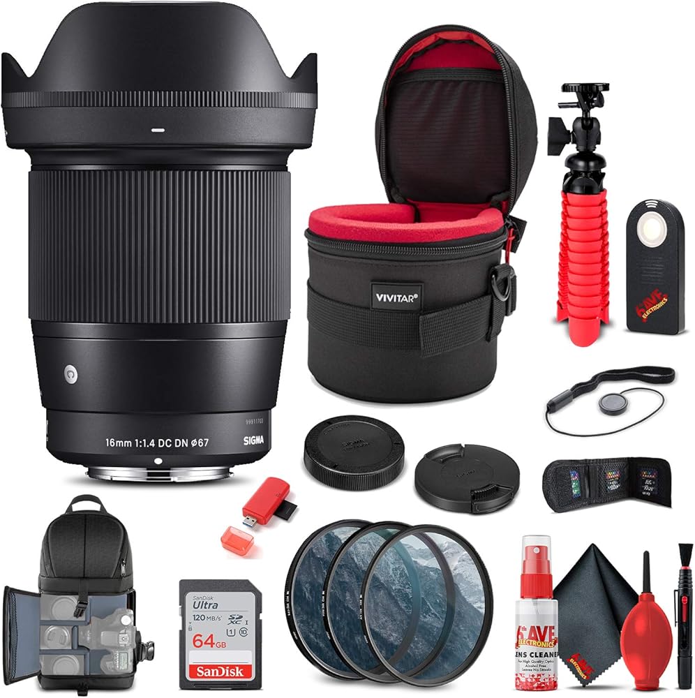 Sigma 17-50mm f/2.8 EX DC OS HSM Lens for Canon EF (583101) Bundle + Backpack + 64GB Card + Lens Case + Card Reader + 3 Piece Filter Kit + Cleaning Set + Flex Tripod + Memory Wallet + More