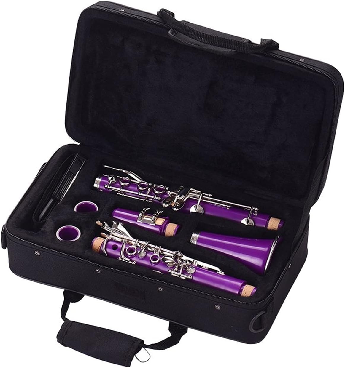 Standard Clarinet ABS 17-Key Clarinet Bb Flat Belt Suitcase Gloves Cleaning Cloth Reed Box 10 Pieces Reed Woodwind Instrument Beginner Clarinet (Color : Purple)