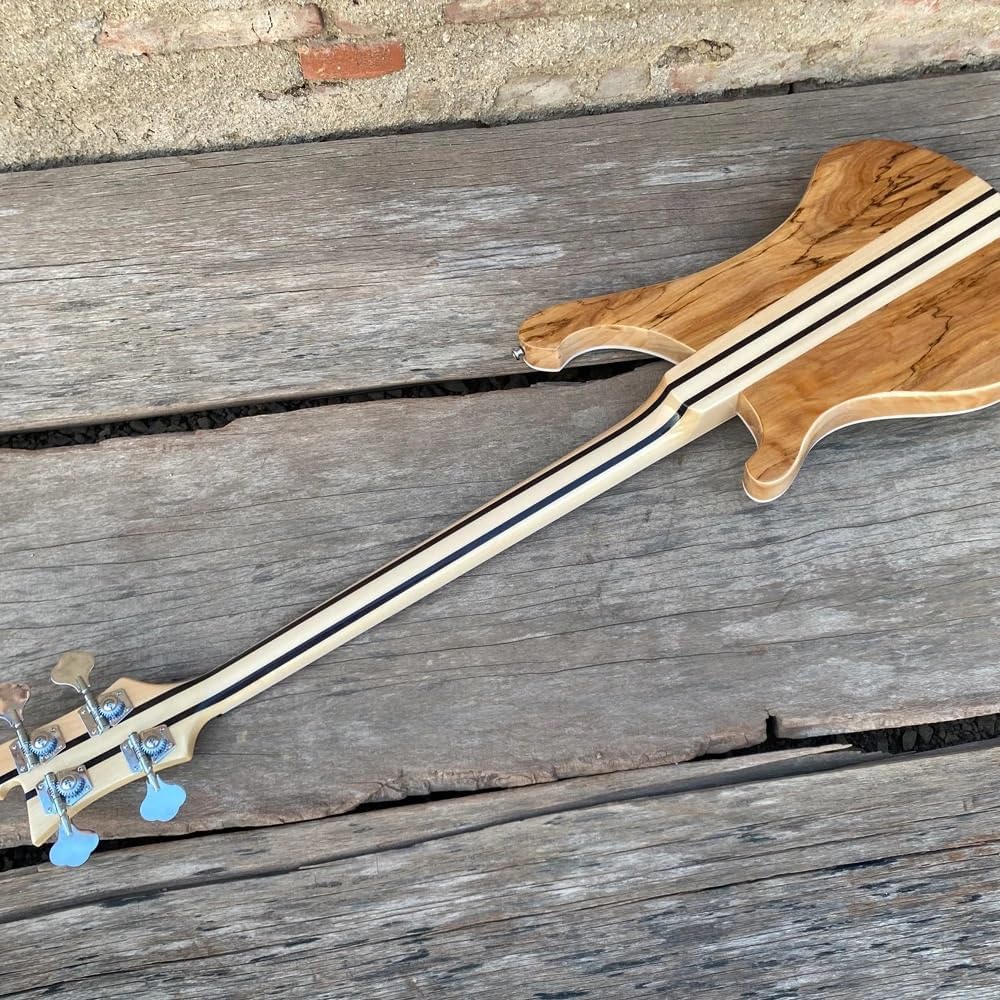 4-String Electric Bass Guitar - Spalted Maple Top, Maple & Rosewood Neck, Humbucker & Single Coil Pickups