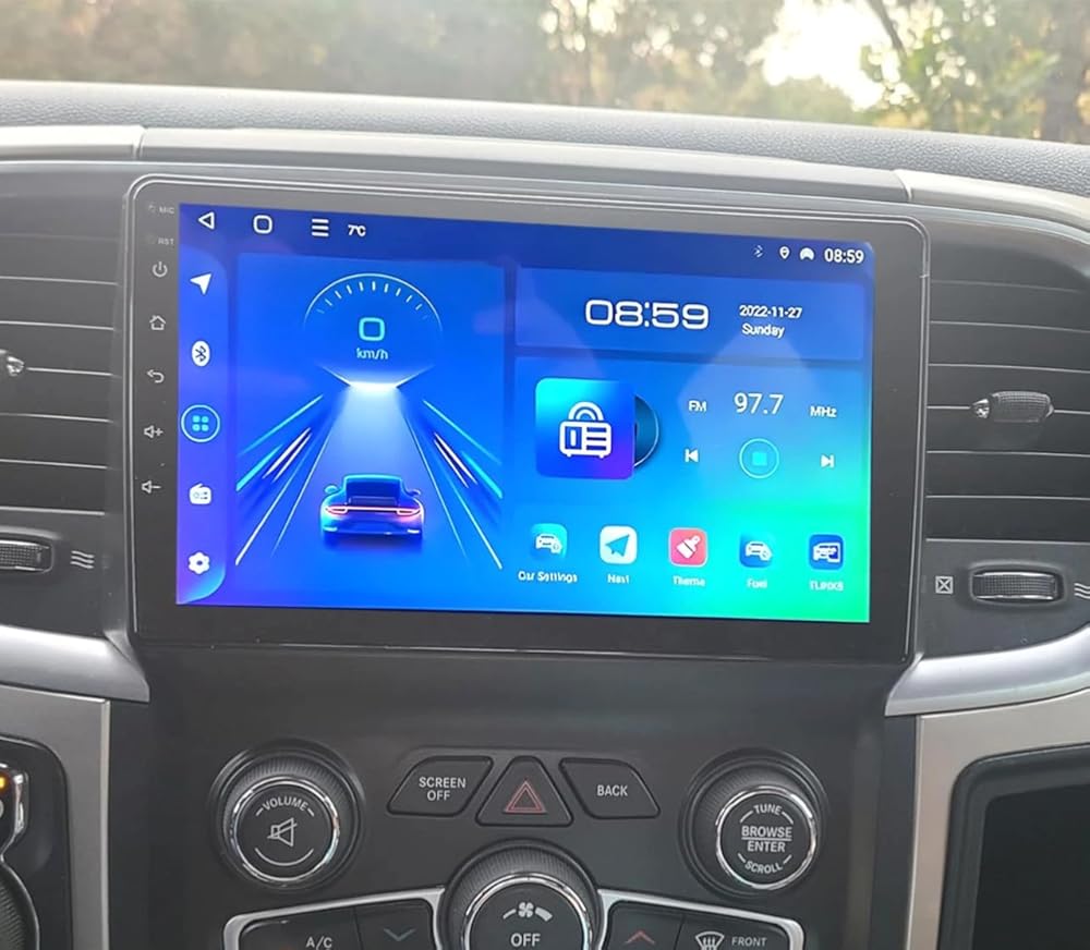 Double Din Radio for 2018 RAM 2500 Android Radio Upgrade Touchscreen Compatible with Wireless Carplay Android Auto,Car Stereo with Bluetooth GPS Navigation Multimedia Player WiFi FM Backup Camera