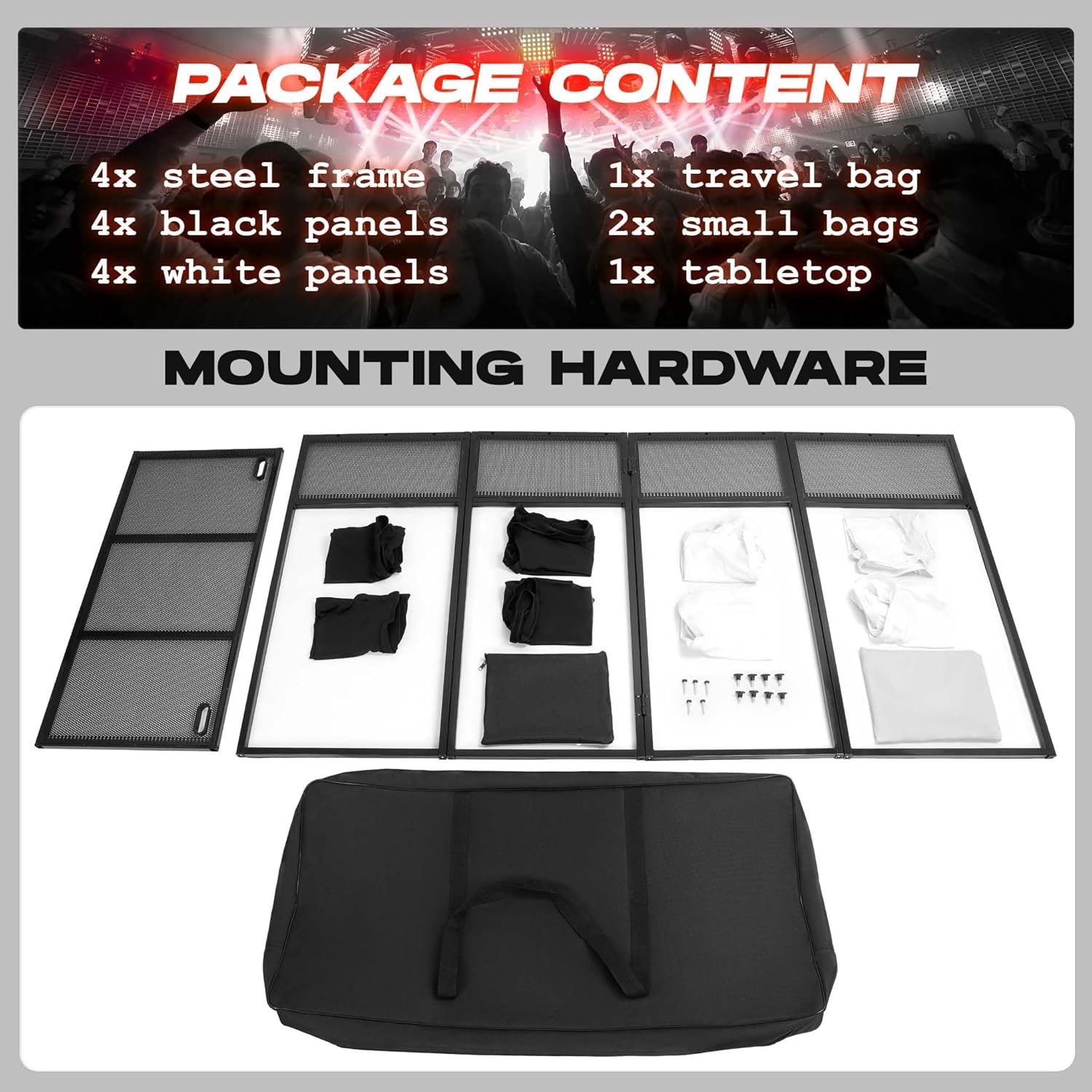 KUAFU Portable DJ Booth DJ Facade Table Station for DJ & Working Event Foldable 20