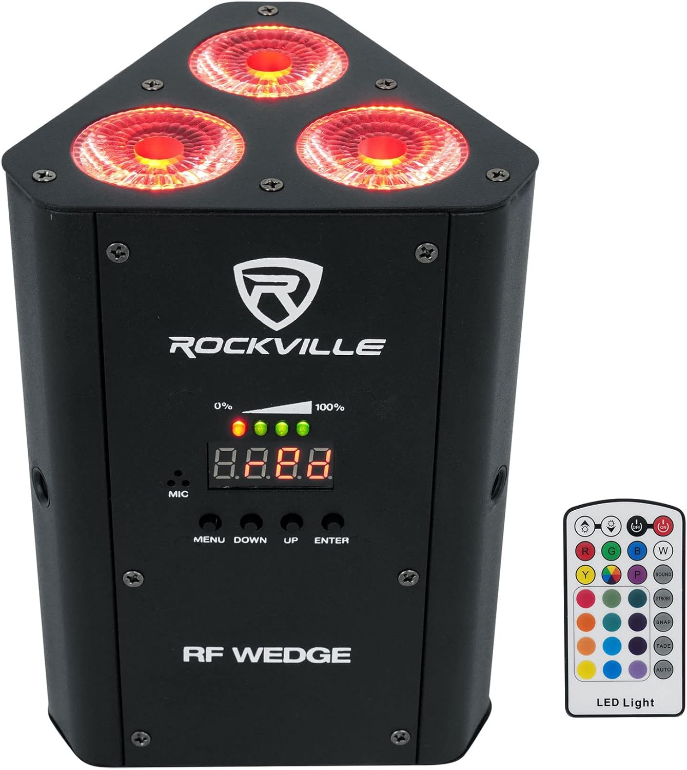 6 Rockville RF Wedge Black RGBWA+UV Battery Wireless DMX Lights+Remotes+Backpack