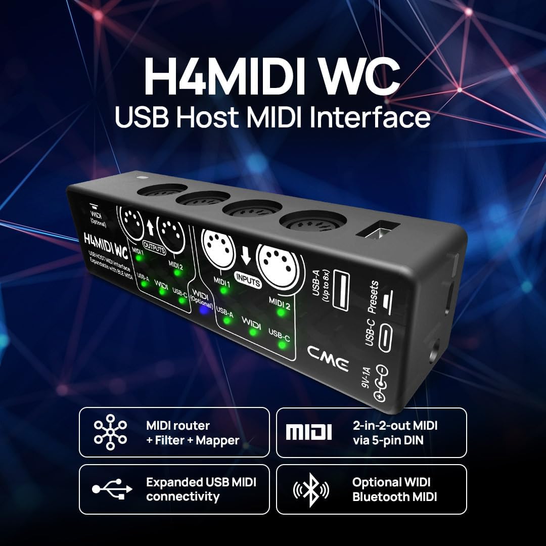CME H4MIDI WC + WIDI Core - Advanced USB host MIDI Interface + WIDI Premium Bluetooth MIDI