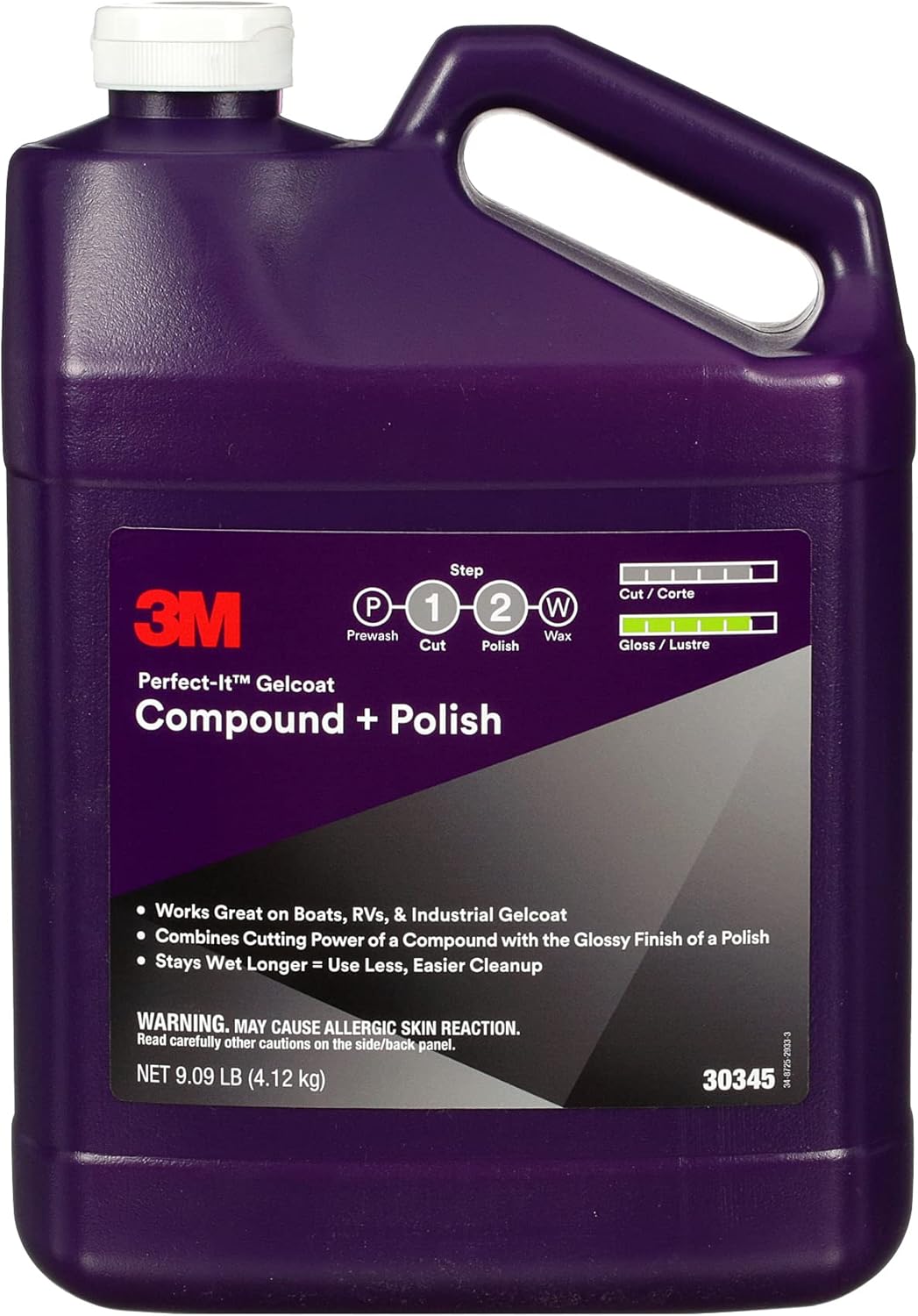 Perfect-It 3M Gelcoat Compound + Polish 30345, Professional Grade, 1 gal (9.09 lb), White