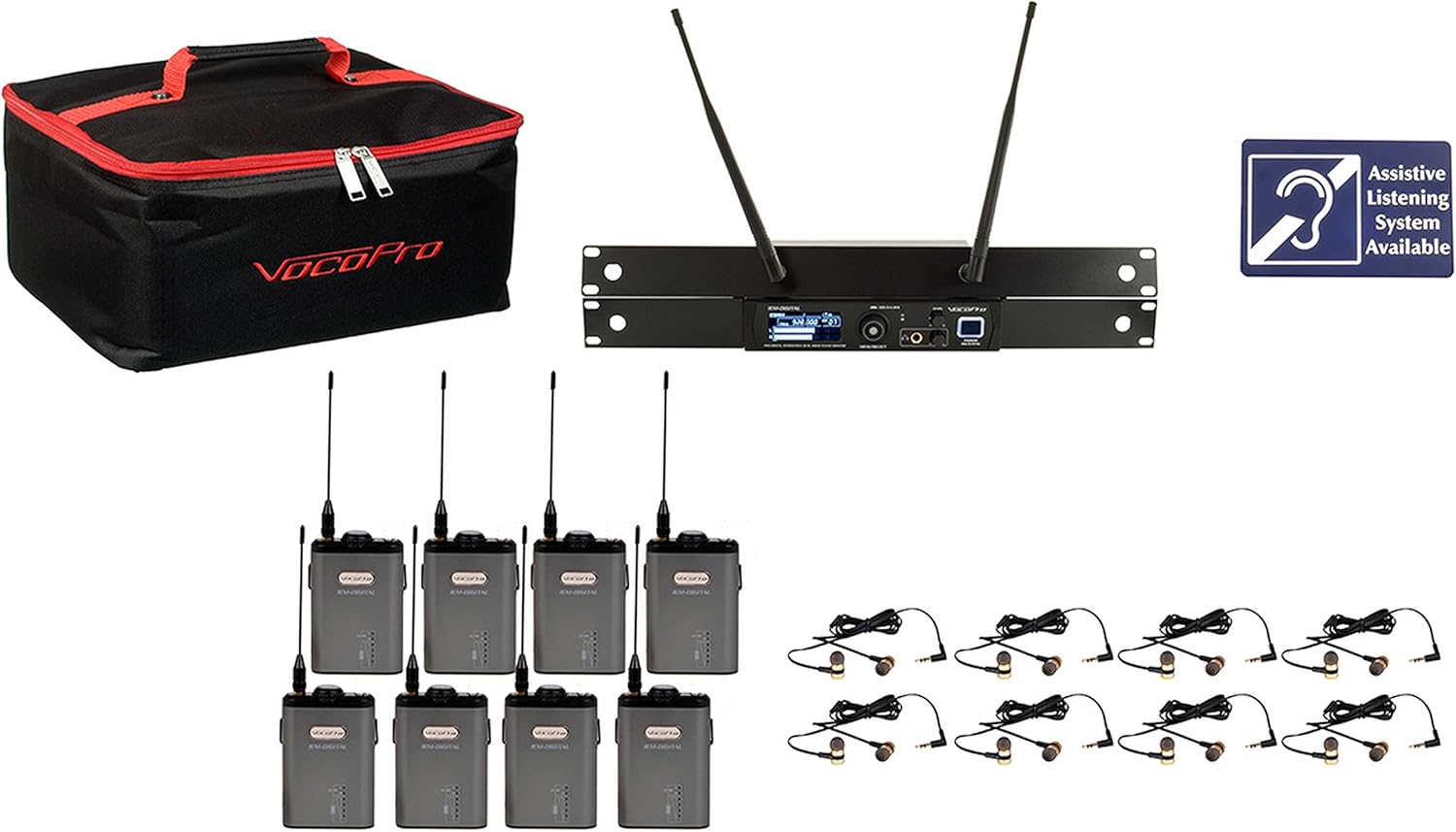 VocoPro - Professiona 24-bit Digital Stereo Wireless Assistive Listening System (VCOIEM-Assist-8-Extend)