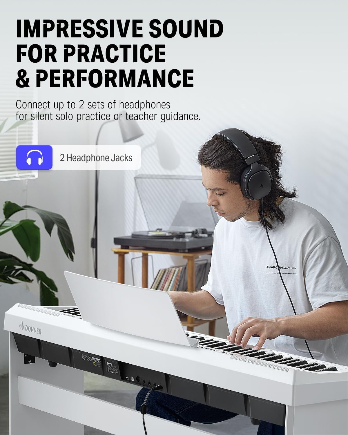 Donner DEP-20 White Digital Piano + White Piano Bench