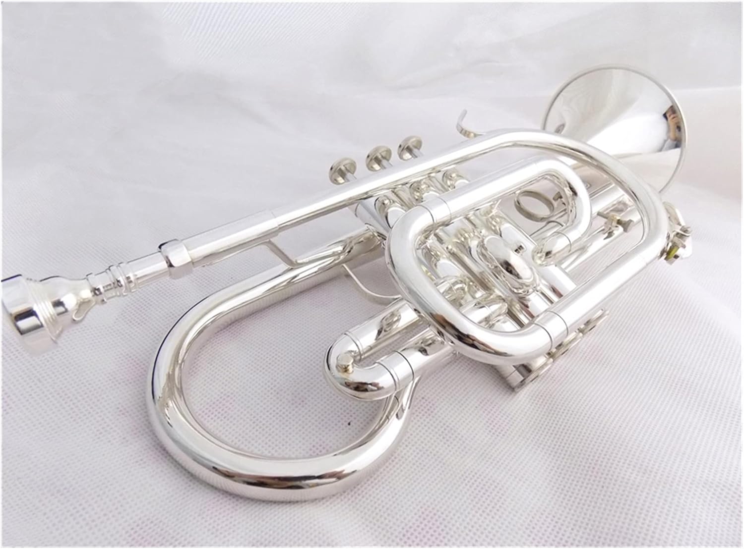 FLFL Student Trumpet Bb Brass Cornet Trumpet Instrument Silver Plated with Case and Mouthpiece Musical Instruments