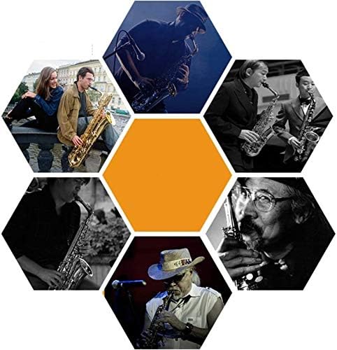 Saxophone Blue Laquer, Alto Saxophone Brass Lacquered Gold E Flat Sax Key Type Woodwind Instrument with Cleaning Brush Cloth Gloves Cork