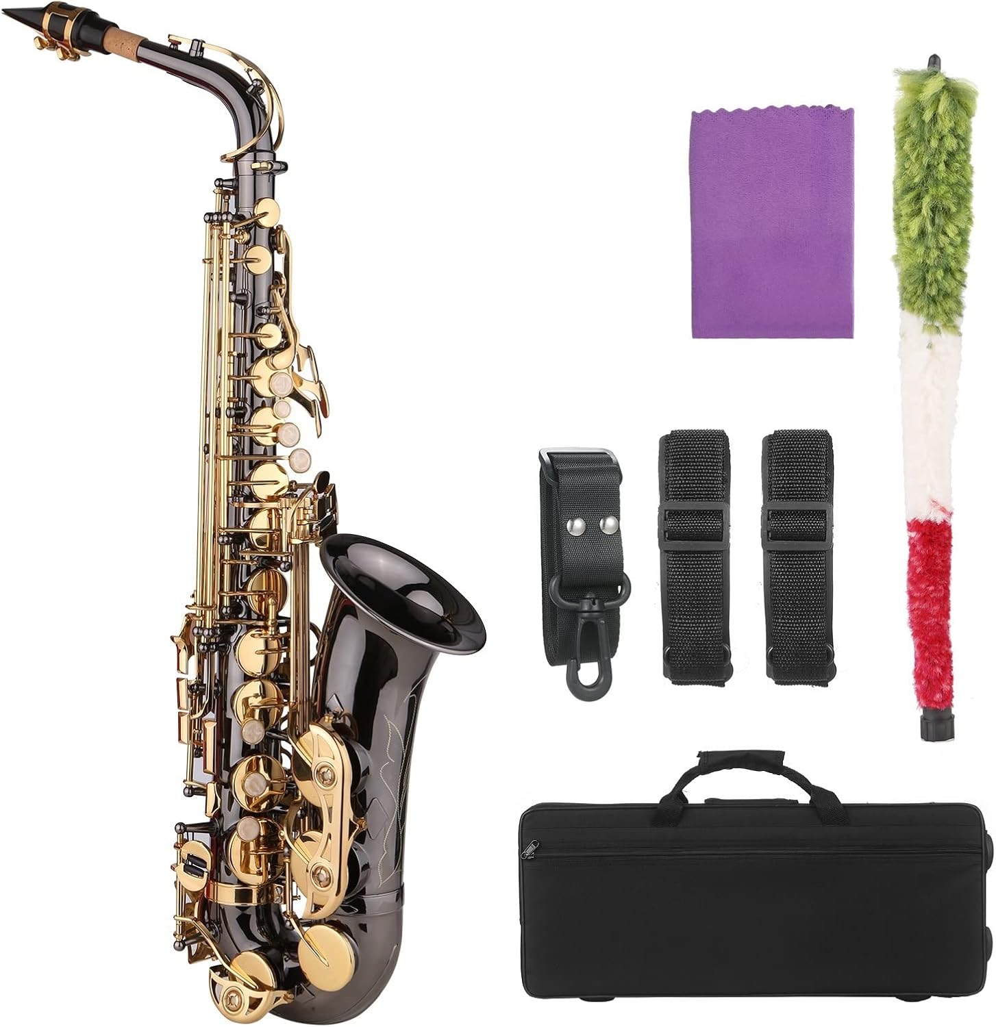 EB Alto Saxophone Brass Lacquer Gold E-Flat Sax Nickel-Plated Brass Body Woodwind Instrument