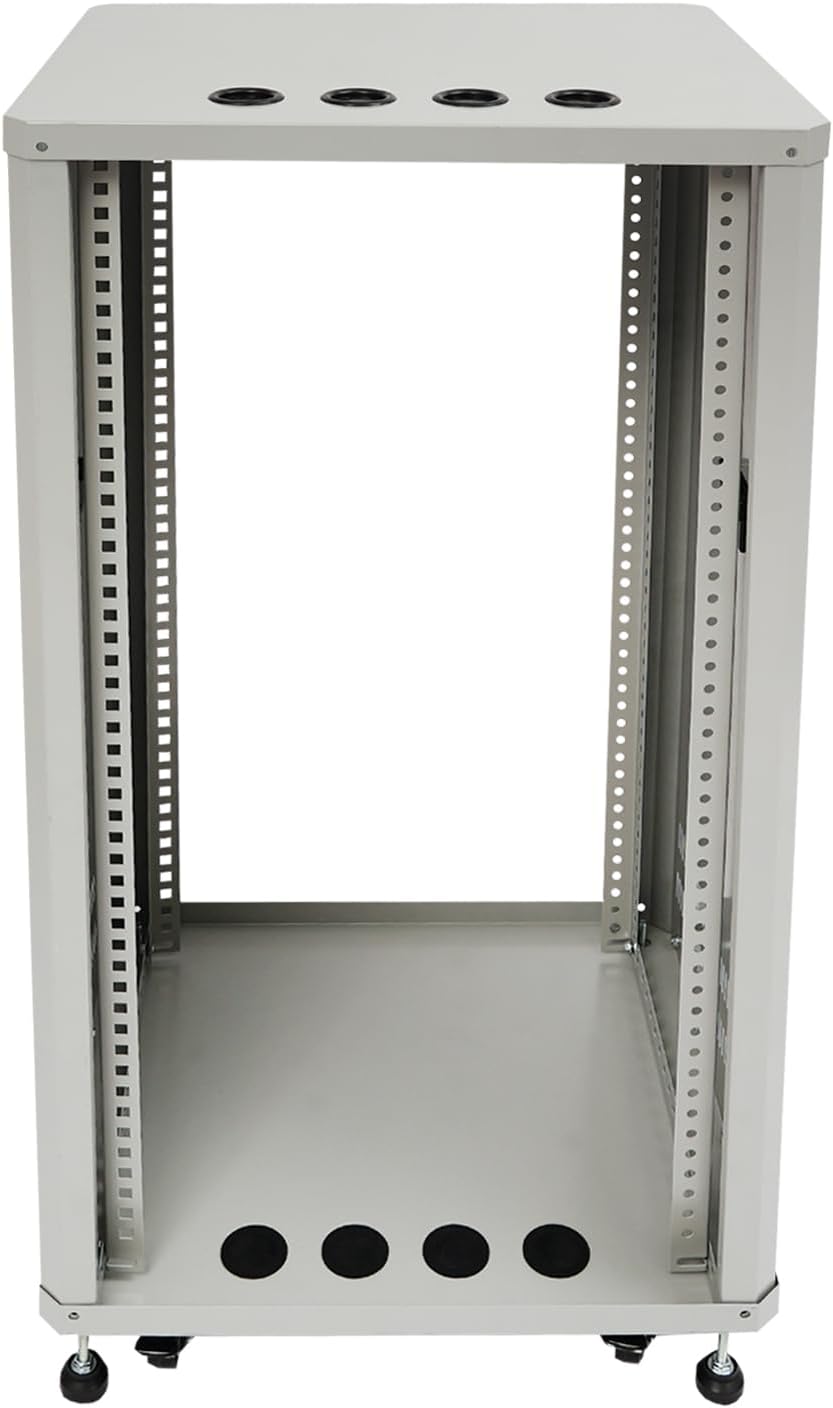 22U Stereo & Server Rack with Wheels, Rolling DJ Mixer Stand Network Cabinet Open Frame Rack for Audio Video Mounting Studio Home 200 lbs Load-capacity (22U)