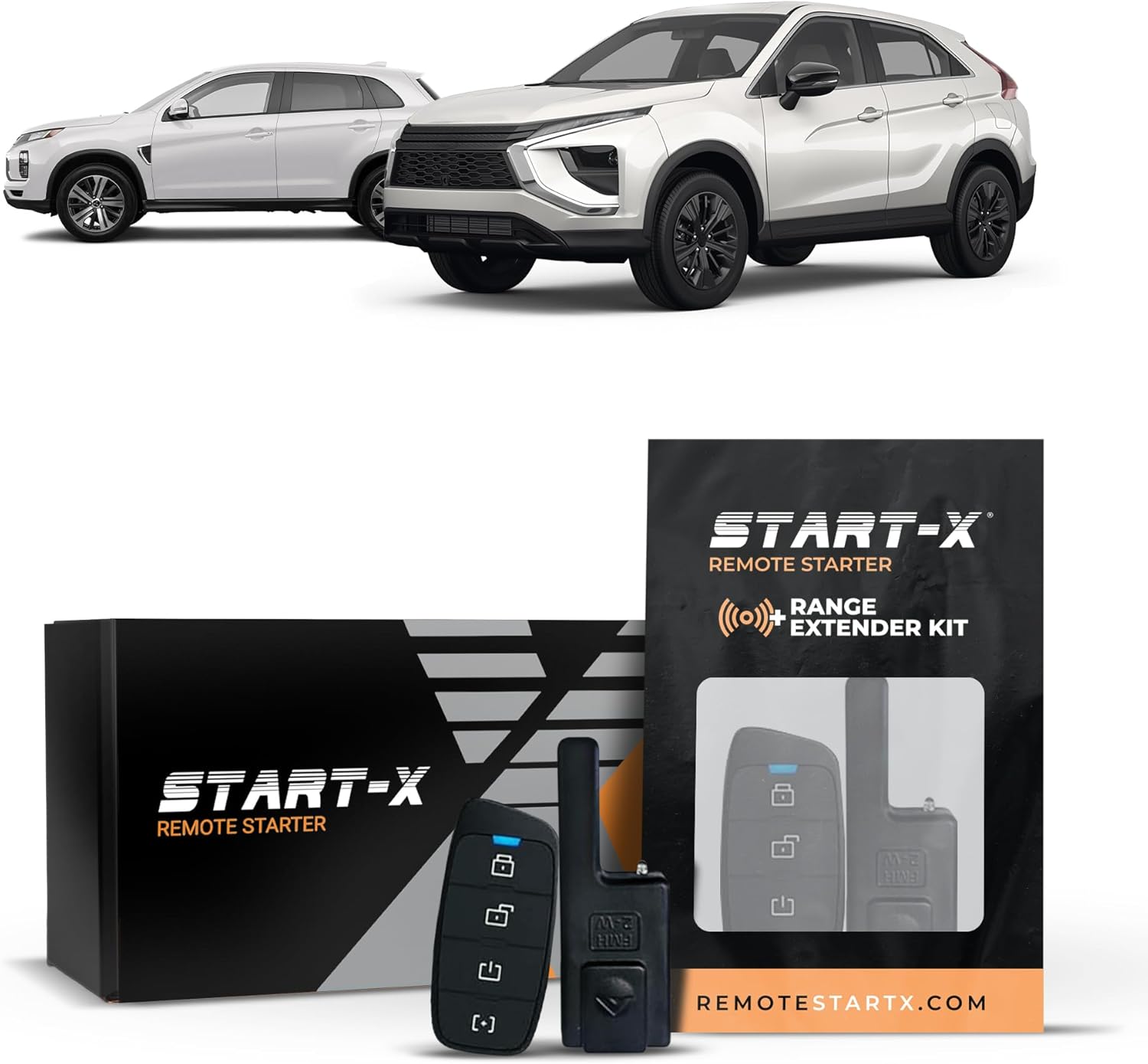Start-X Remote Starter Kit + 3000ft 2 Way Range Extender for Mitsubishi Eclipse Cross (2018, 2019, 2020, 2021, 2022, 2023), Outlander (2014-2020) Vehicles with Key Ignition