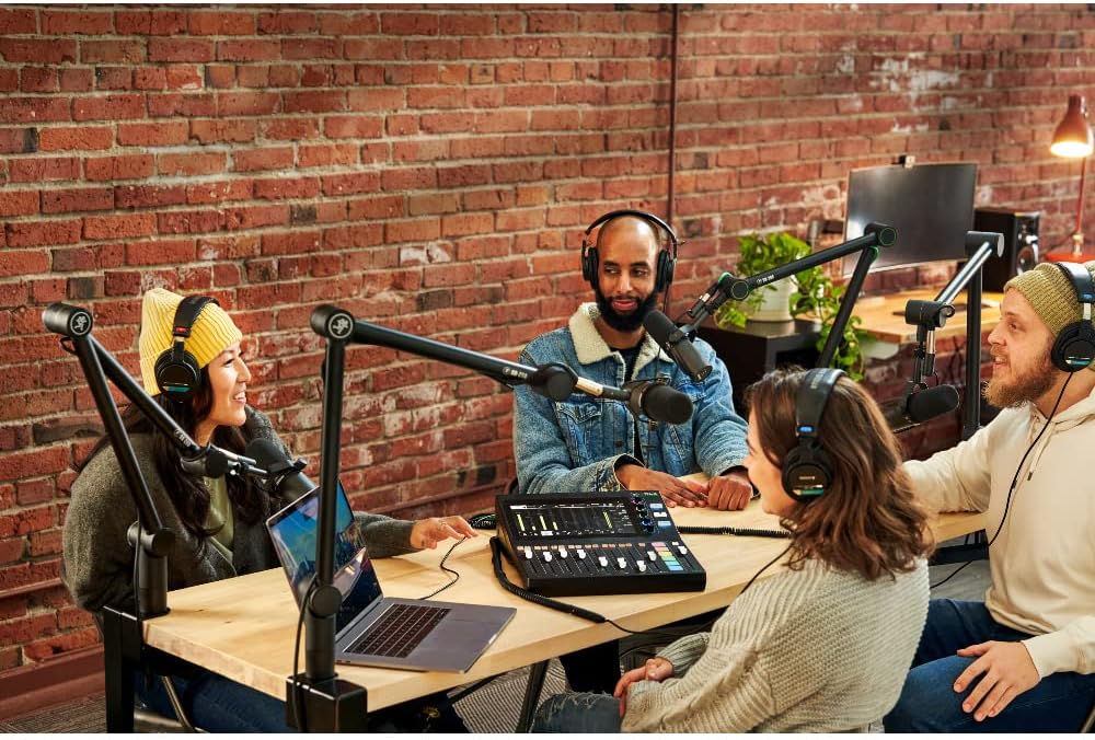 Mackie DLZ Creator Adaptive Digital Mixer for Podcasting, Content Creation, and Streaming with Zoom ZDM-1 Podcast Mic Pack, 32GB microSD Card and StreamEye Polishing Cloth