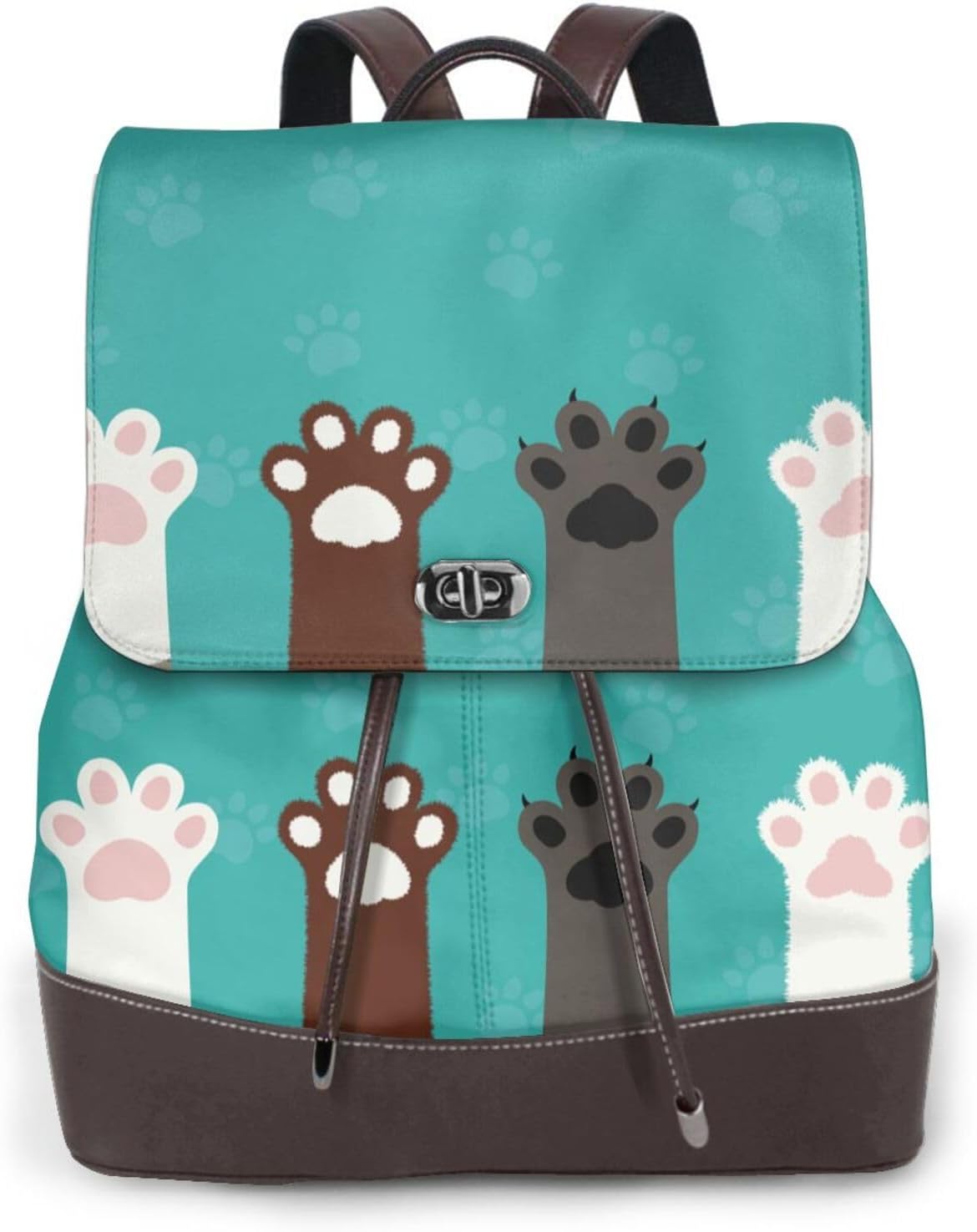 Cute Cat Paw And Dog for Womens Backpack Purse Microfiber PU Anti-theft Large Fashion Designer Travel Bag Ladies Shoulder Bags