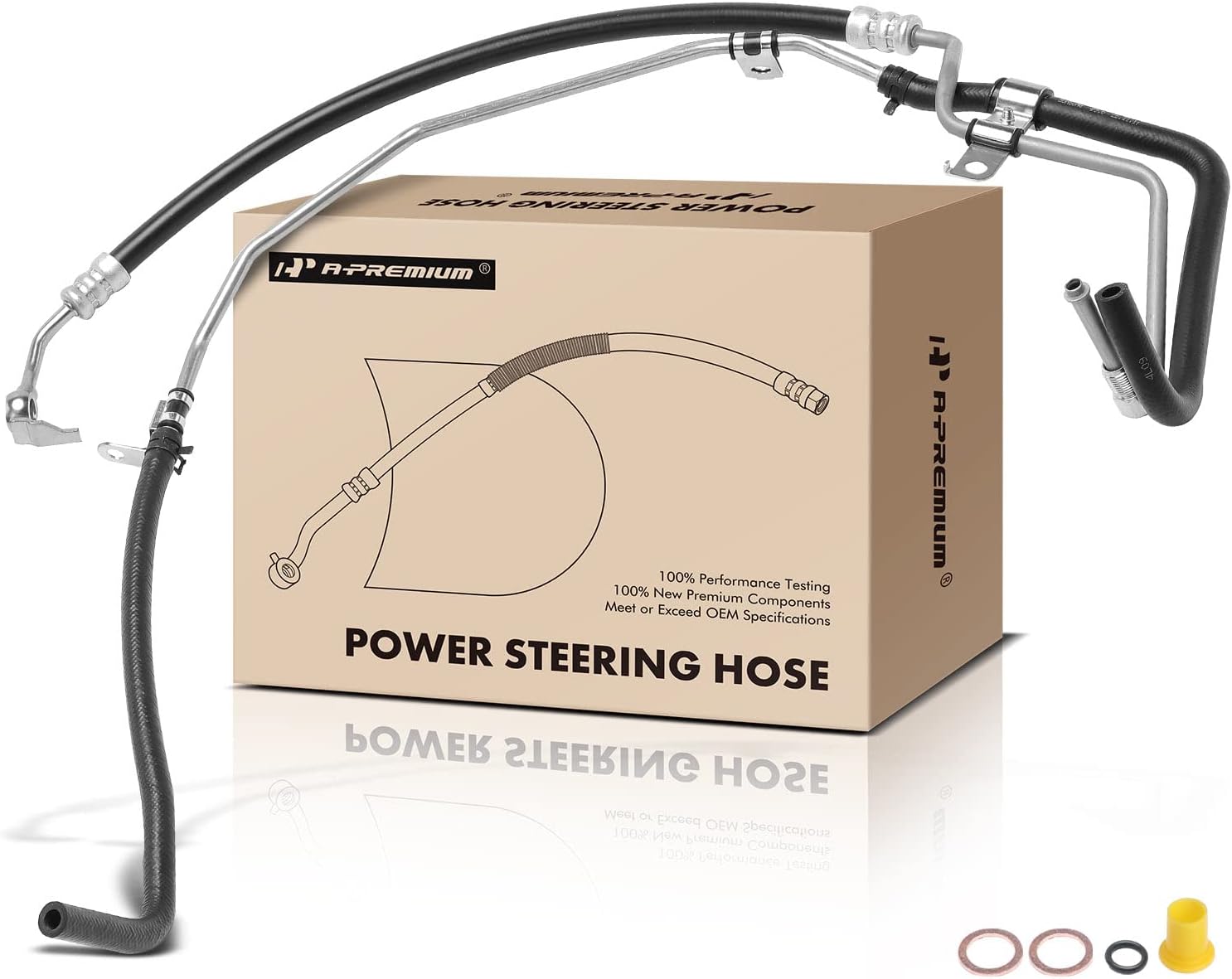 A-Premium Power Steering Pressure & Return Hoses Line Assembly Compatible with Toyota Tacoma 2005-2014, 4.0L, with O-ring & Washer, Rack to Cooler