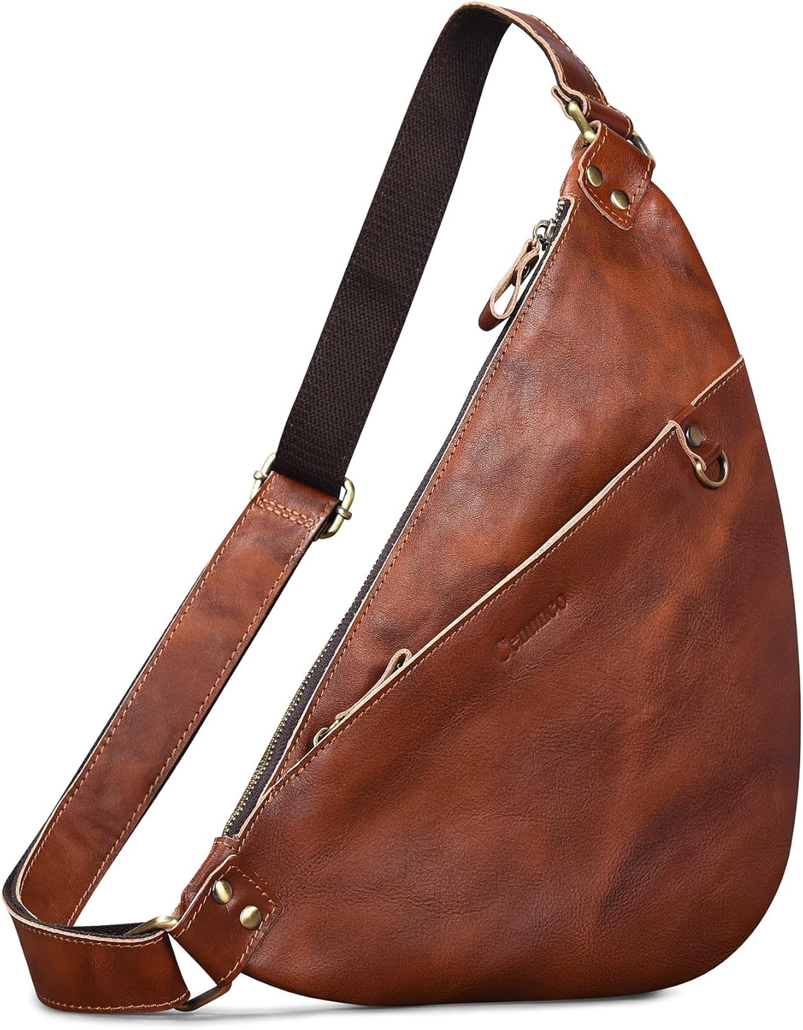 Genuine Leather Sling Bag for Men and Women Lightweight Crossbody Shoulder Bag Chest Purse Sling Backpack