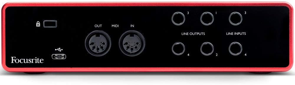 Focusrite Scarlett 4i4 USB Audio/MIDI Interface (3rd Gen) Bundle with Studio Monitor Headphone & 4x XLR-XLR Cable
