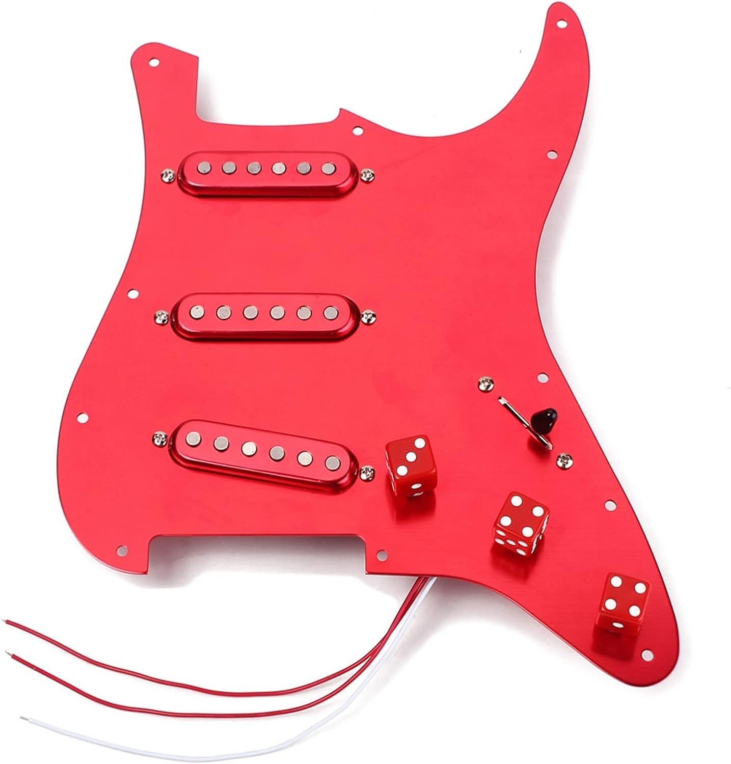TSTS Guitar Pre-Wired Loaded Red SSS Pickguard with Pickup Kit for Electric Guitar DIY Parts Prewired Pickup Pickguard