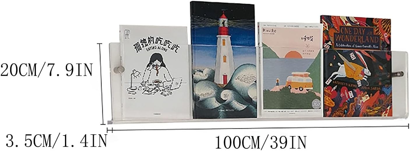 Transparent Brochure Holders, Rounded Corner Magazine Holders, 1 Pack Brochure Holder, Wall Mount, Hanging Bookshelf Magazine Rack Literature Storage Rack for Waiting Room, Living Room, Office