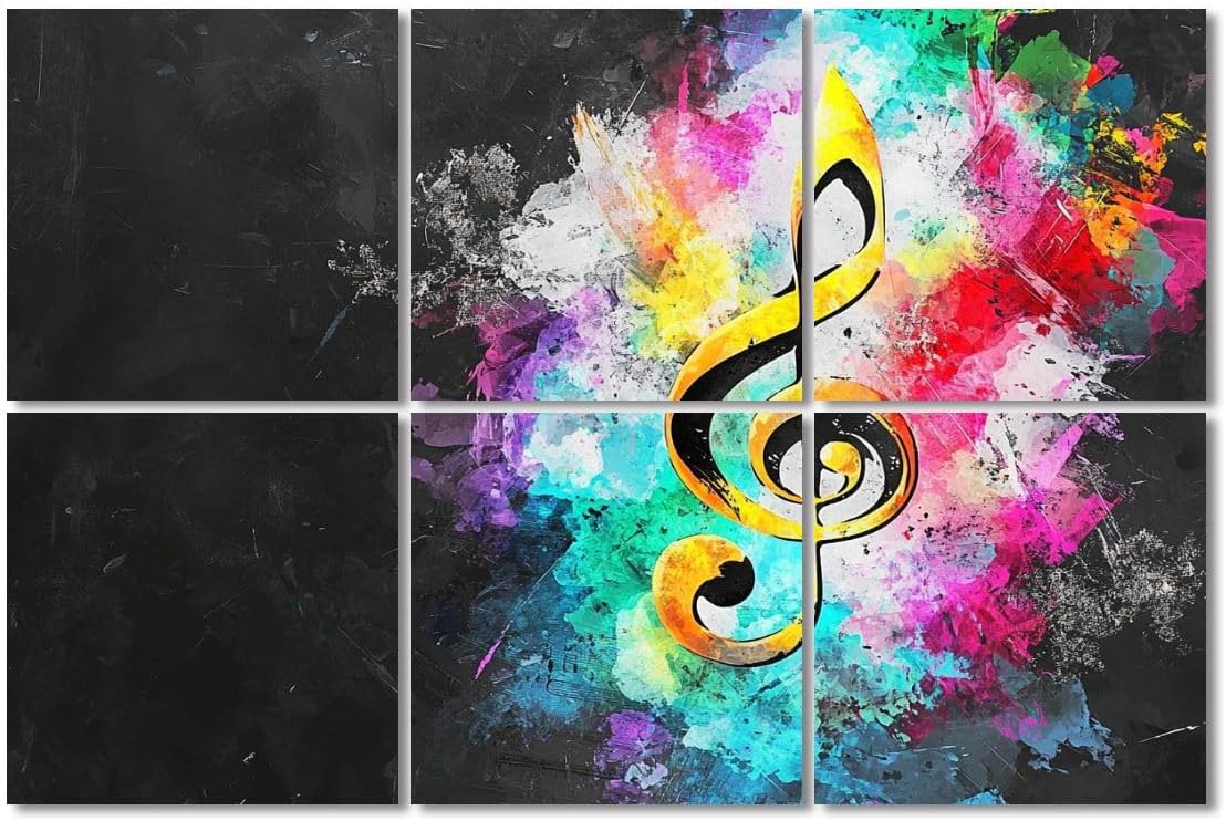 6 Pack Art Acoustic Panels Sound Absorbing Music Modern Musical Note Beautiful Notes Treble Clef Splashes Of Decorative Soundproof Wall Panels Self Adhesive for Recording Studios Office 72