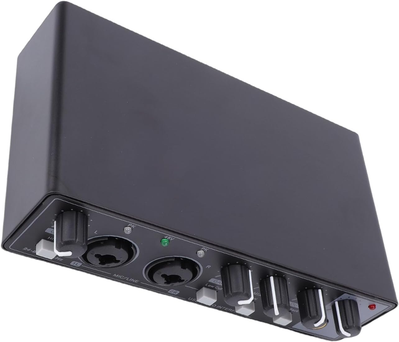 Gugxiom USB C Audio Interface for PC, 24bit 192kHz, 48V Power, Dual TS XLR Input, for Podcast, Guitar, Recording Music, Live Streaming (Black)