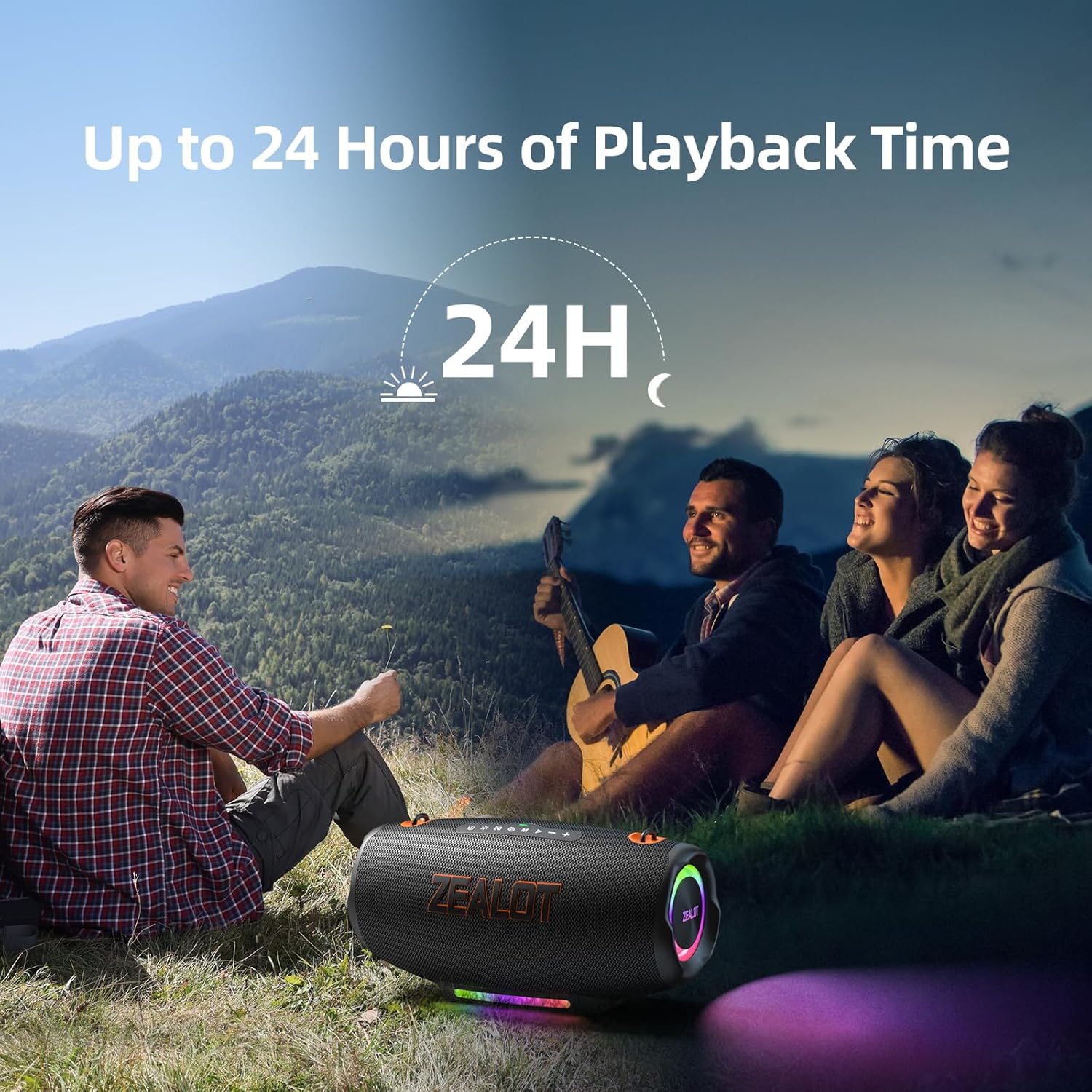 ZEALOT Bluetooth Speaker, 120W MAX Loud Portable Outdoor Speaker Bluetooth with Bidirectional Fast Charging/LED Lights/IPX6 Waterproof/Power Indicator/EQ/TF/AUX