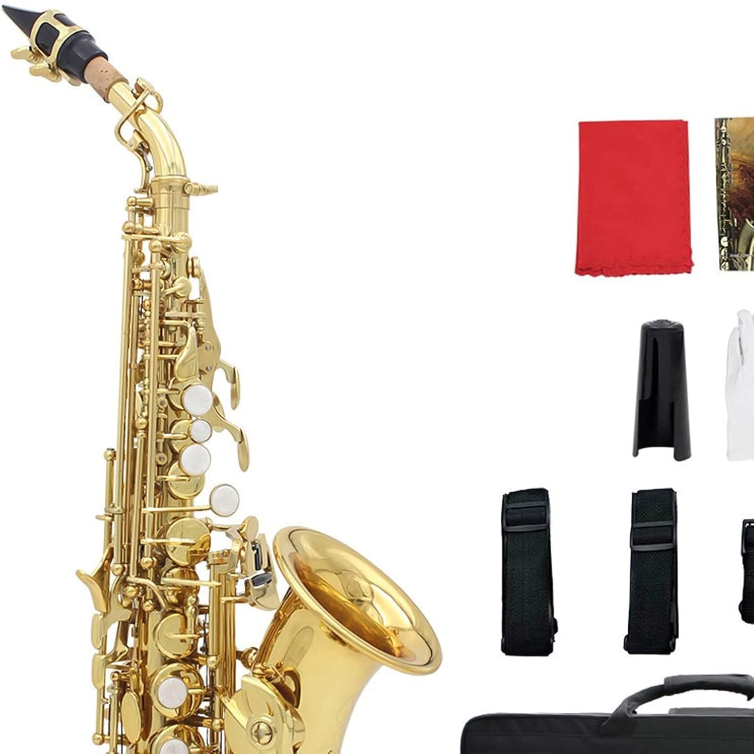 Sax Beginners Kit Brass Gold and Silver Sax Carve Pattern Bb Bend Althorn Saxophone Saxophone Sax Pearl White Shell Buttons Wind Instruments Wind Instrument (Color : Gold)