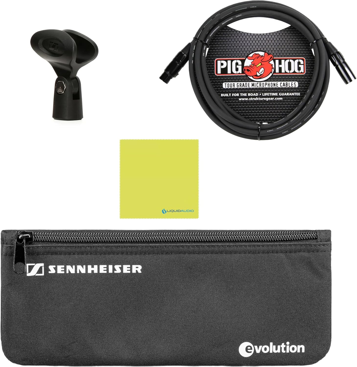 Sennheiser E 845 Supercardioid Dynamic Vocal Microphone Bundle w/Pig Hog PHM10 8mm Mic Cable Polishing Cloth