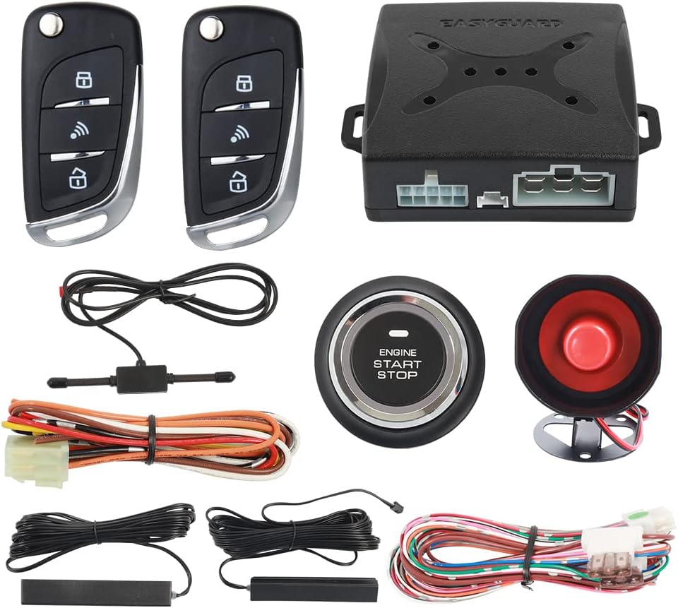EASYGUARD EC003N-V Car Burglar Alarm Security System PKE Passive keyless Entry Remote Engine Start Stop keyless go System DC12V