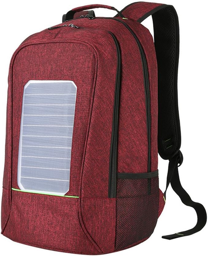 Water Resistant Backpack with 5.3 Watt Solar Panel Charger and USB Charging Port for Laptop Notebook
