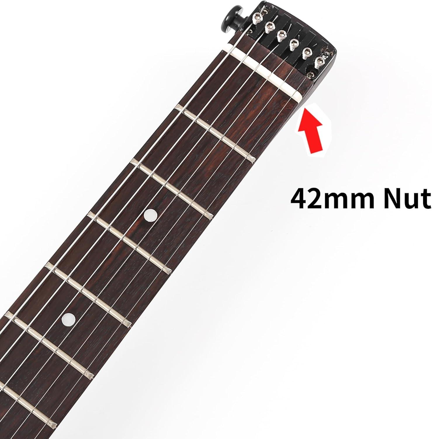 Batking Travel Guitar Electric, Headless Guitar 6 Strings One-piece Canada Maple Neck Through Body Design Brass Fix Bridge with Gigbag