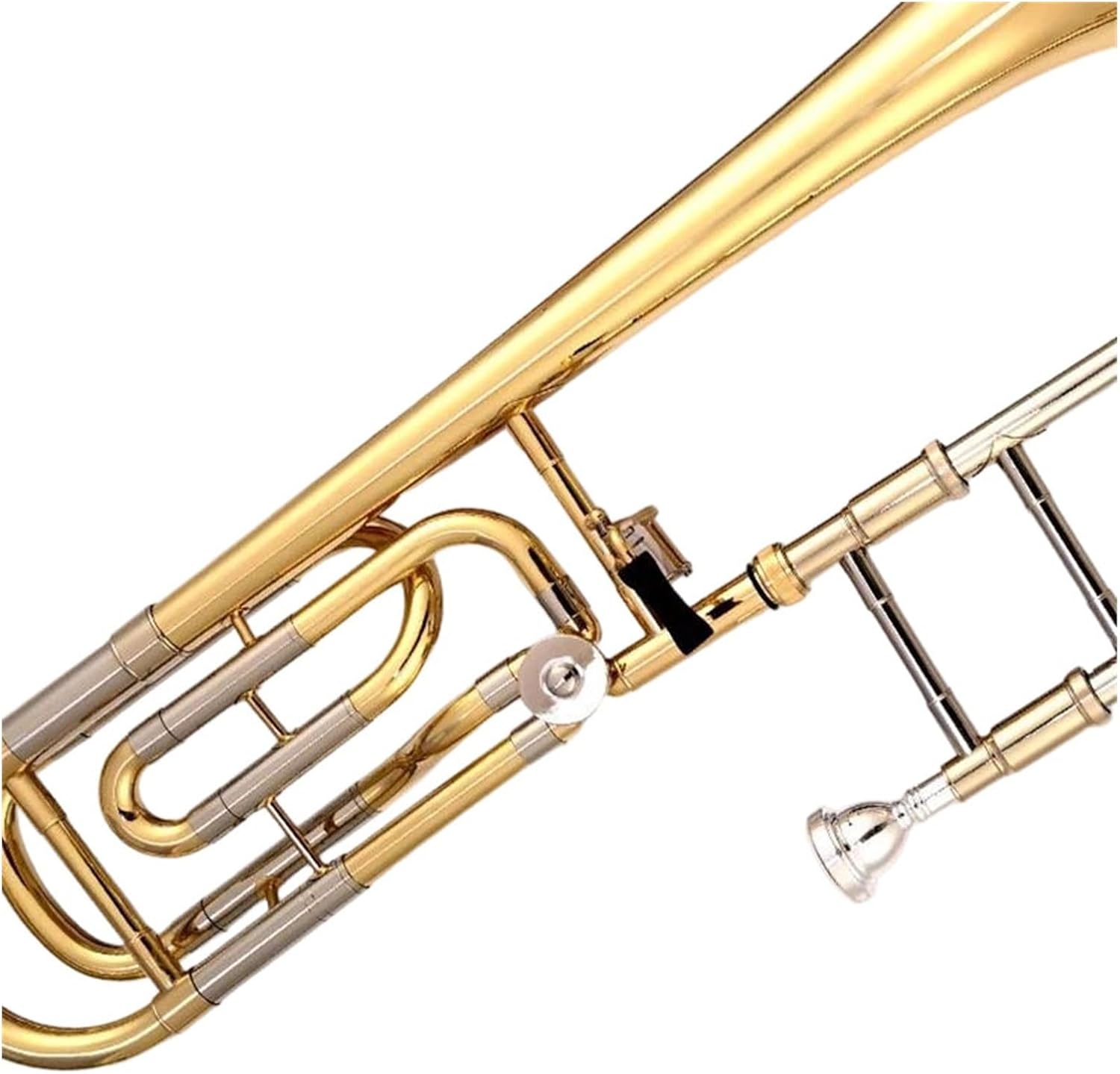 Adult Trombone Instrument Professionally Tuned Bass Trombone Bb Lacquered Gold Brass Instrument With Canvas Storage Box