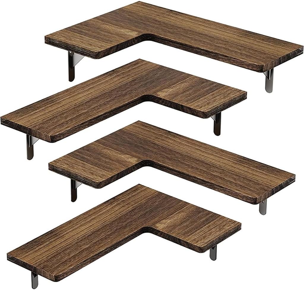Wall Mount Floating Corner Shelves Decorative Corner Floating Shelves Sturdy Wood Wall Mount Shelves for Organizing