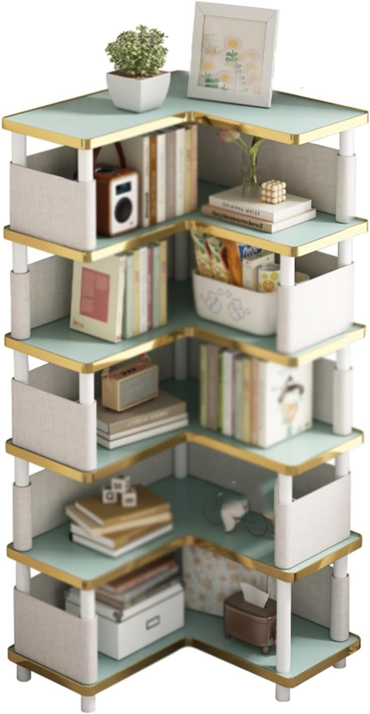 Corner Bookshelf,4-6 Floors Shelf Bookcase,Large Corner Cupboard,The Structure is Solid,No Shaking,Large Storage,Can Store More Books(18.50x18.50x35.23in) ()