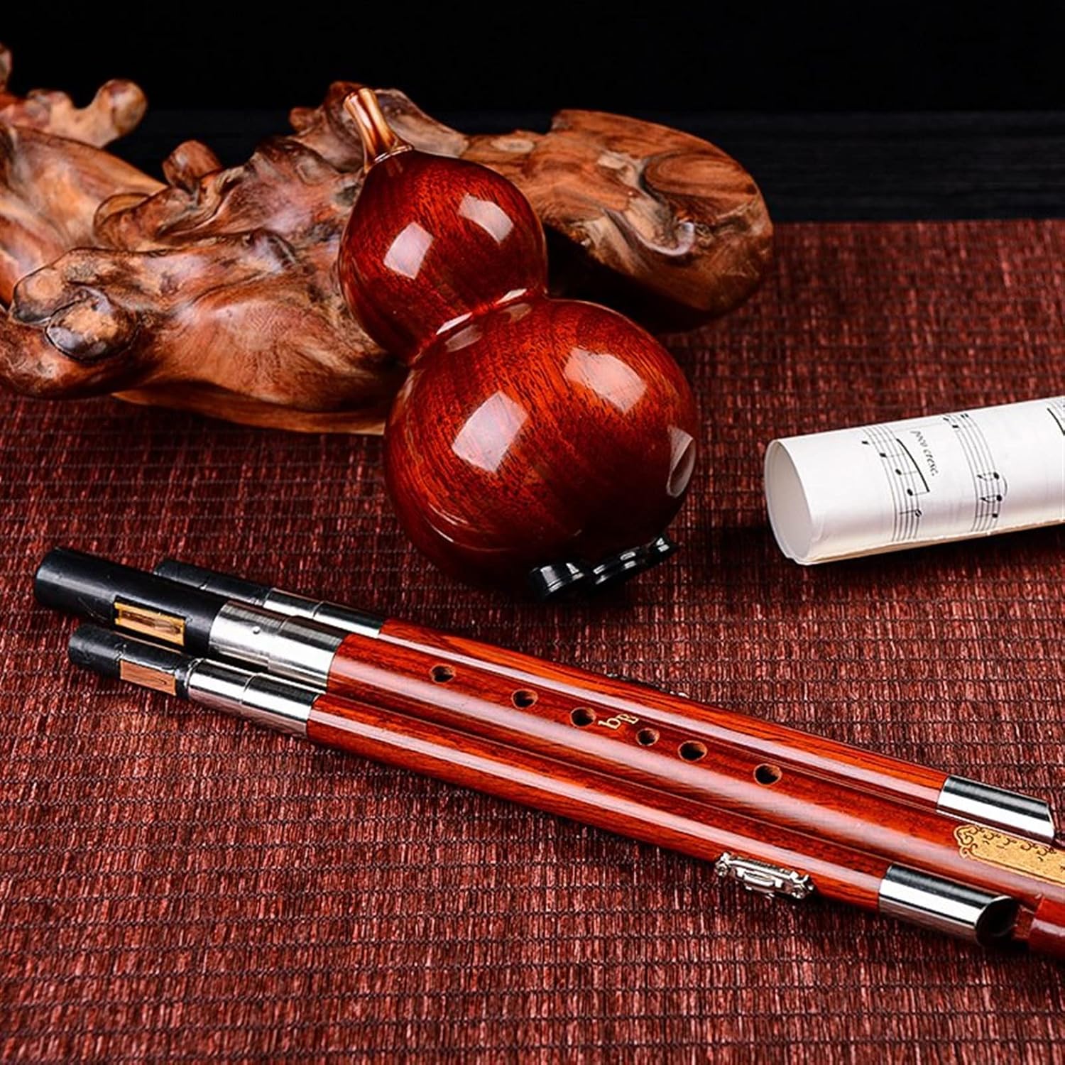 FLFL Hulusi Playing Musical Instrument Hulusi Mahogany Hulusi (Color : F)