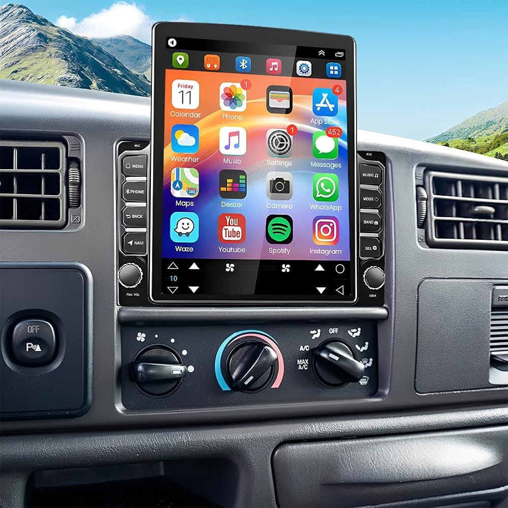 2+64G Double Din Car Stereo Radio for 1999-2004 Ford F-250 F-350 Super Duty 9.7 inch Touch Screen Head Unit w/Wireless Carplay Android Auto Support GPS Bluetooth WiFi FM RDS DSP Backup Camera