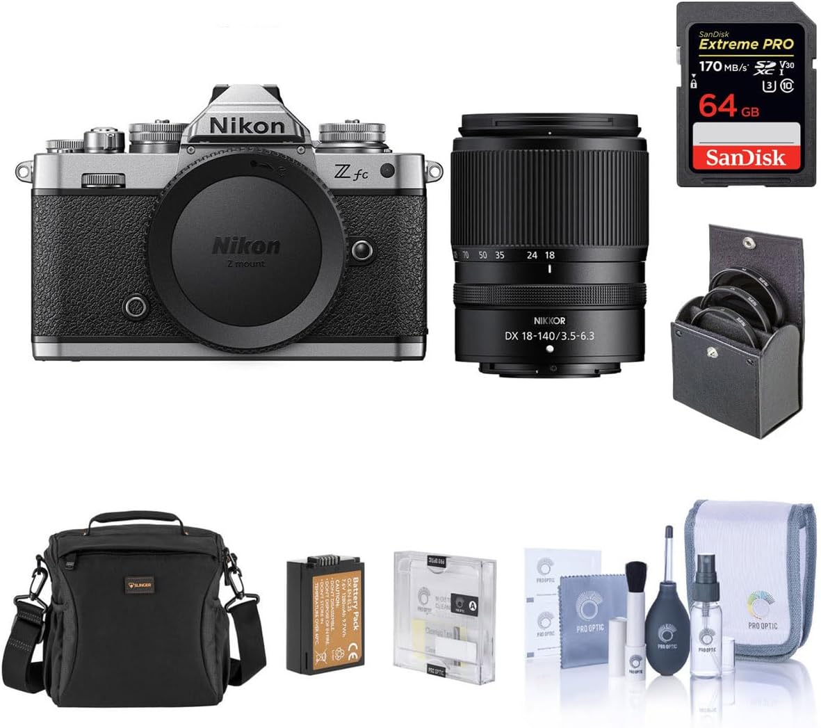 Nikon Z fc DX-Format Mirrorless Camera with NIKKOR 18-140mm f/3.5-6.3 VR Lens, Bundle with 64GB SD Card, Shoulder Bag, Extra Battery, Screen Protector, Filter Kit, Cleaning Kit