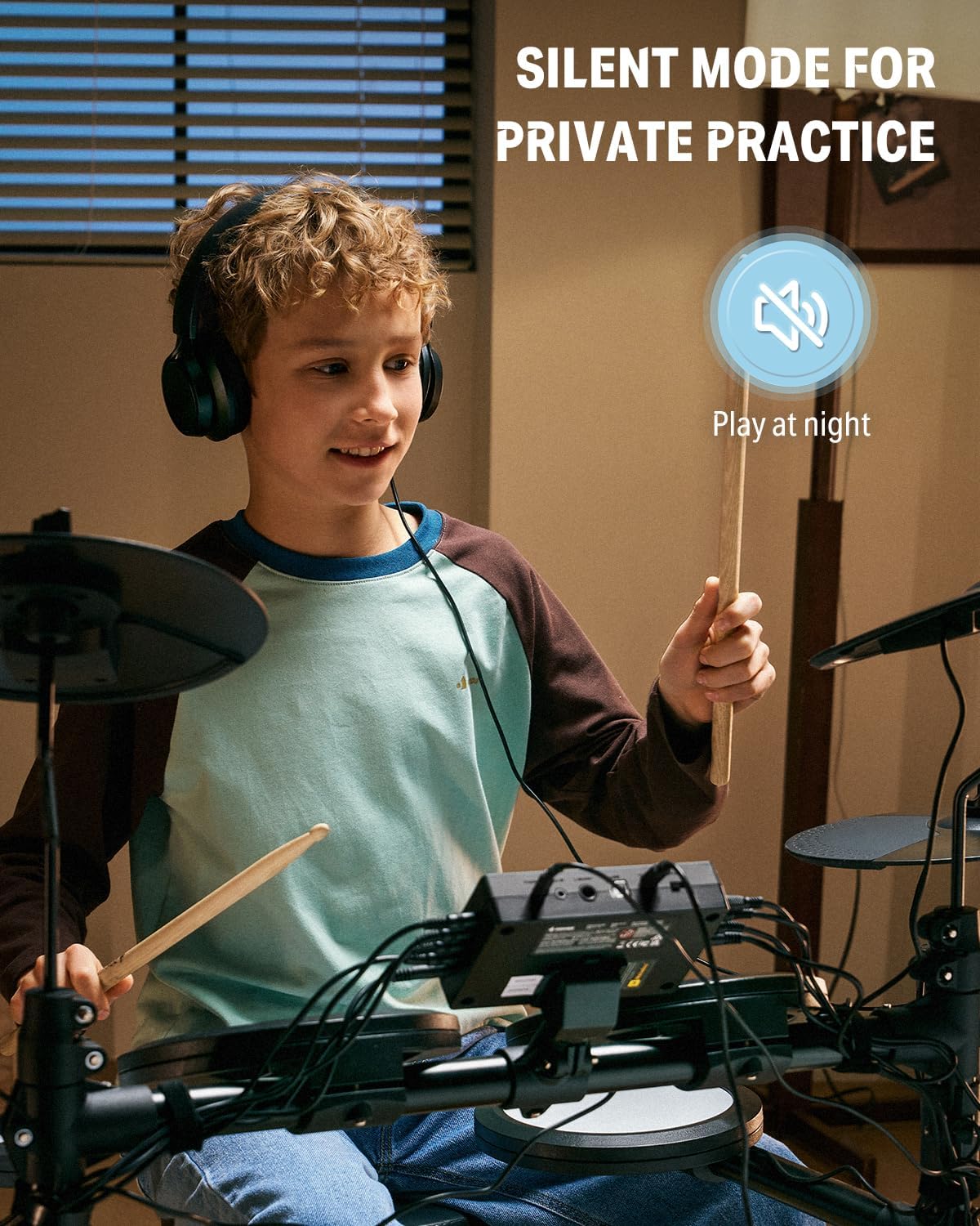 Donner Electric Drum Set, DED-70 Electronic Drum Kit for Beginner with 150 Sounds, 4 Quiet Mesh Pads, 9