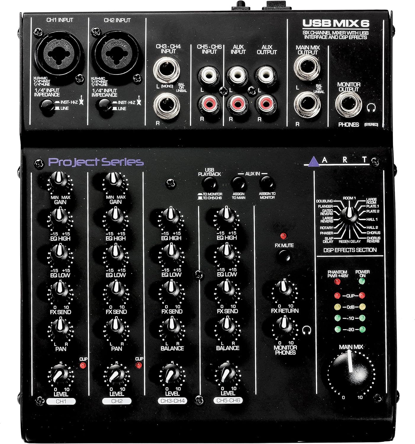 ART USBMix6 Six Channel Mixer/USB Audio Interface