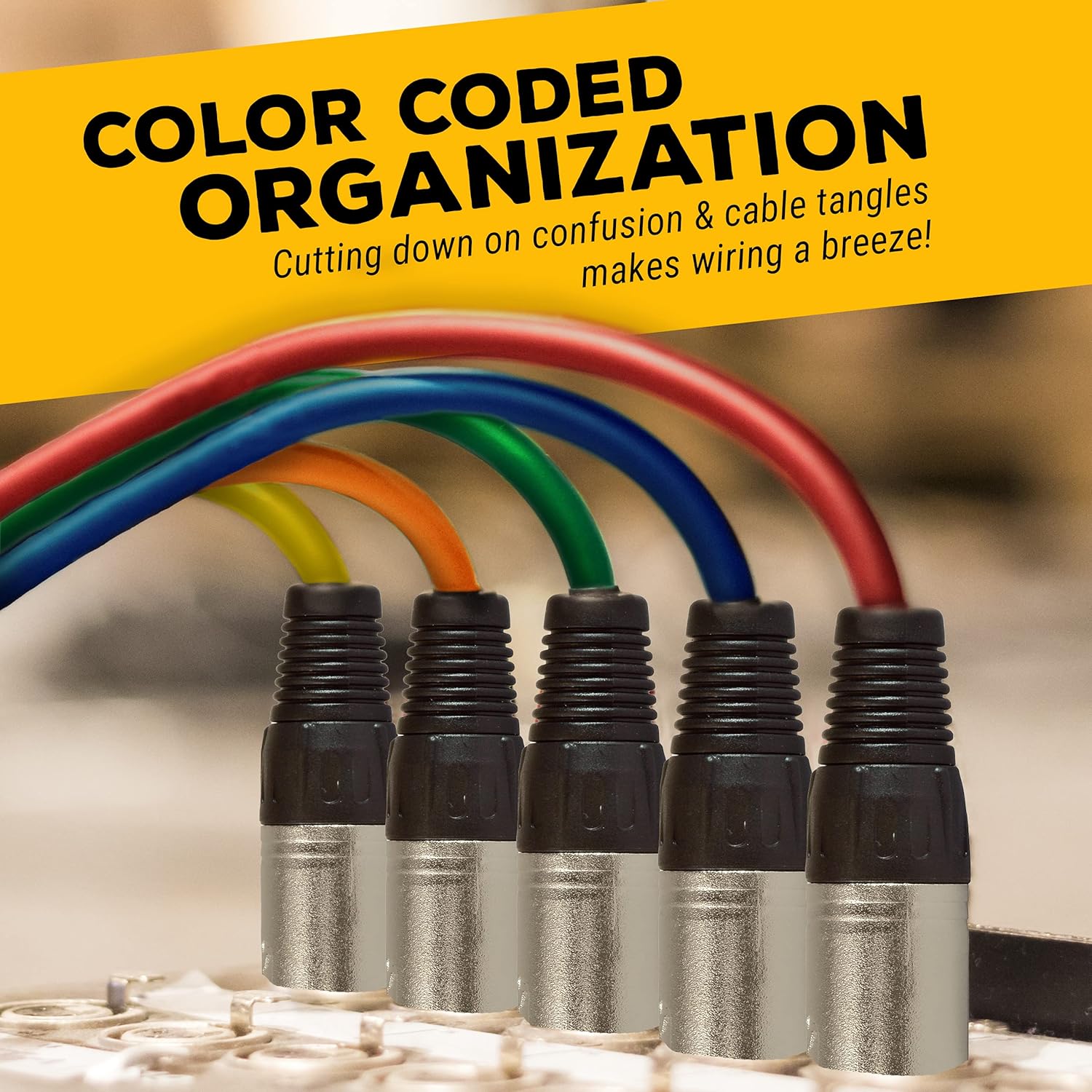 GLS Audio 25 Ft Mic Cable Cords - XLR Male to XLR Female Colored Cables - 25' Balanced Mike Cord - Pack of 6