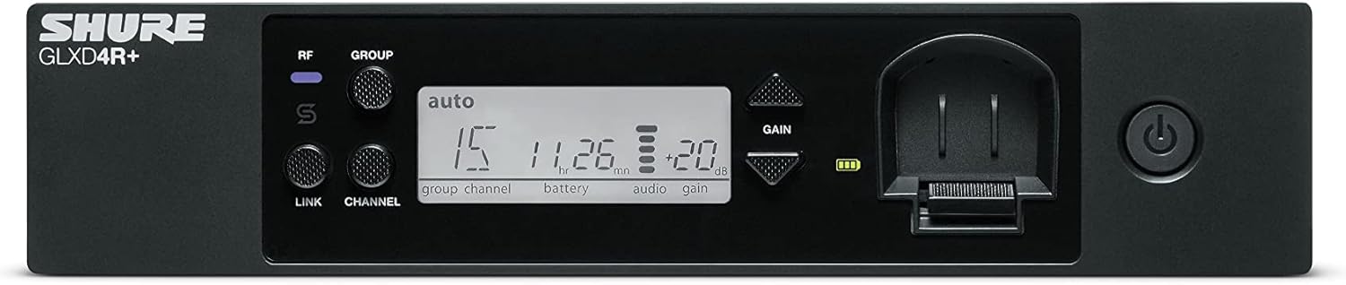 Shure GLXD4R+ Pro Digital Single Channel Rack Mount Receiver - for use with GLX-D+ Dual Band Wireless Systems, Transmitter Sold Separately (GLXD4R+=-Z3)