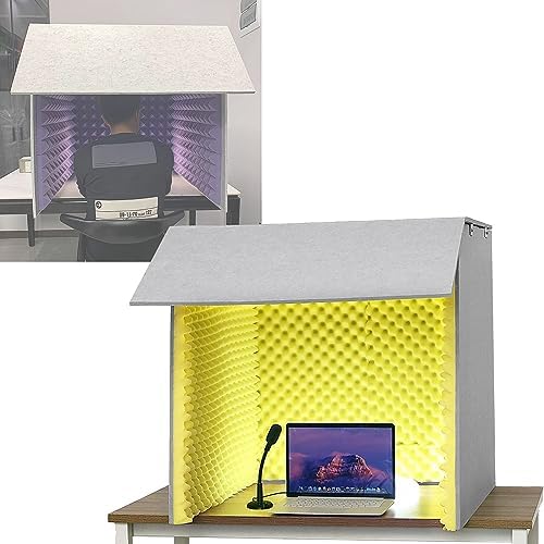 Soundproof Booth Portable Recording Booth Home Studio Booth Desktop Soundproof Cover Simple Isolation Shield Vocal Absorbing Shield Microphone Isolation Shield (Yellow 80 *