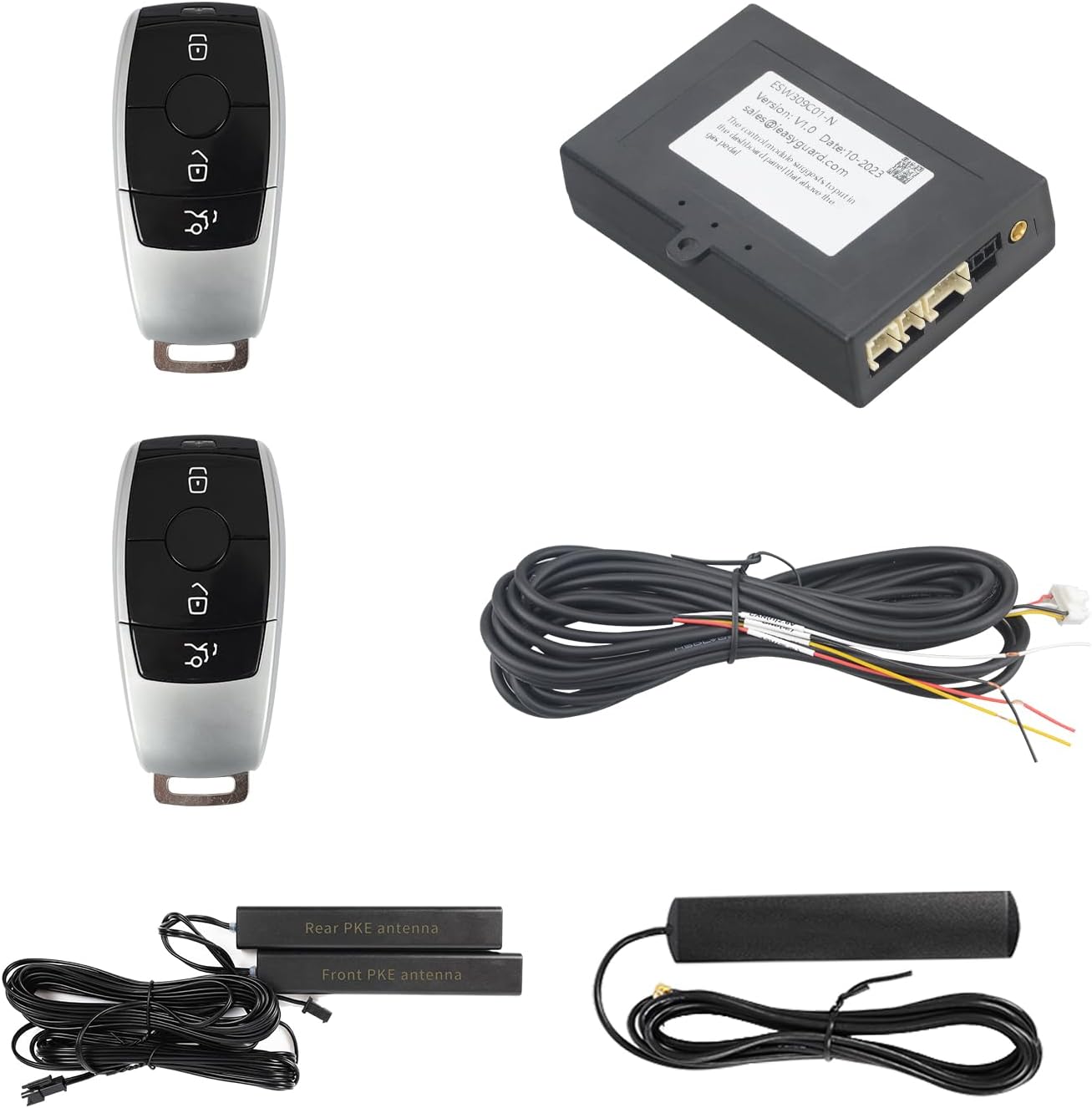 EASYGUARD Smart Key repalcement PKE keyless Entry System fit for Benz 2014+ A B C E G S Class, GLA CLC FBS4 with Factory OEM Push Start Button (Without Comfort Access) (ESW309C01-N, with BE2)