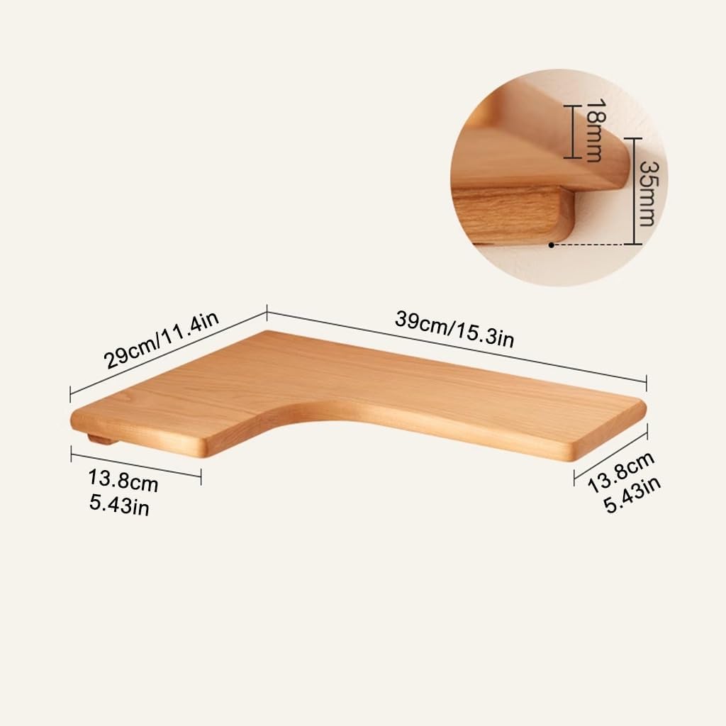 YCKEGEW Wooden Corner Shelves on The Desktop,Corner Floating Shelves, L-Style Storage Display Shelves Wall Mount Bookcase Easy Assemble,for Living Room Bedroom Kitchen(Type B,2 Tier)
