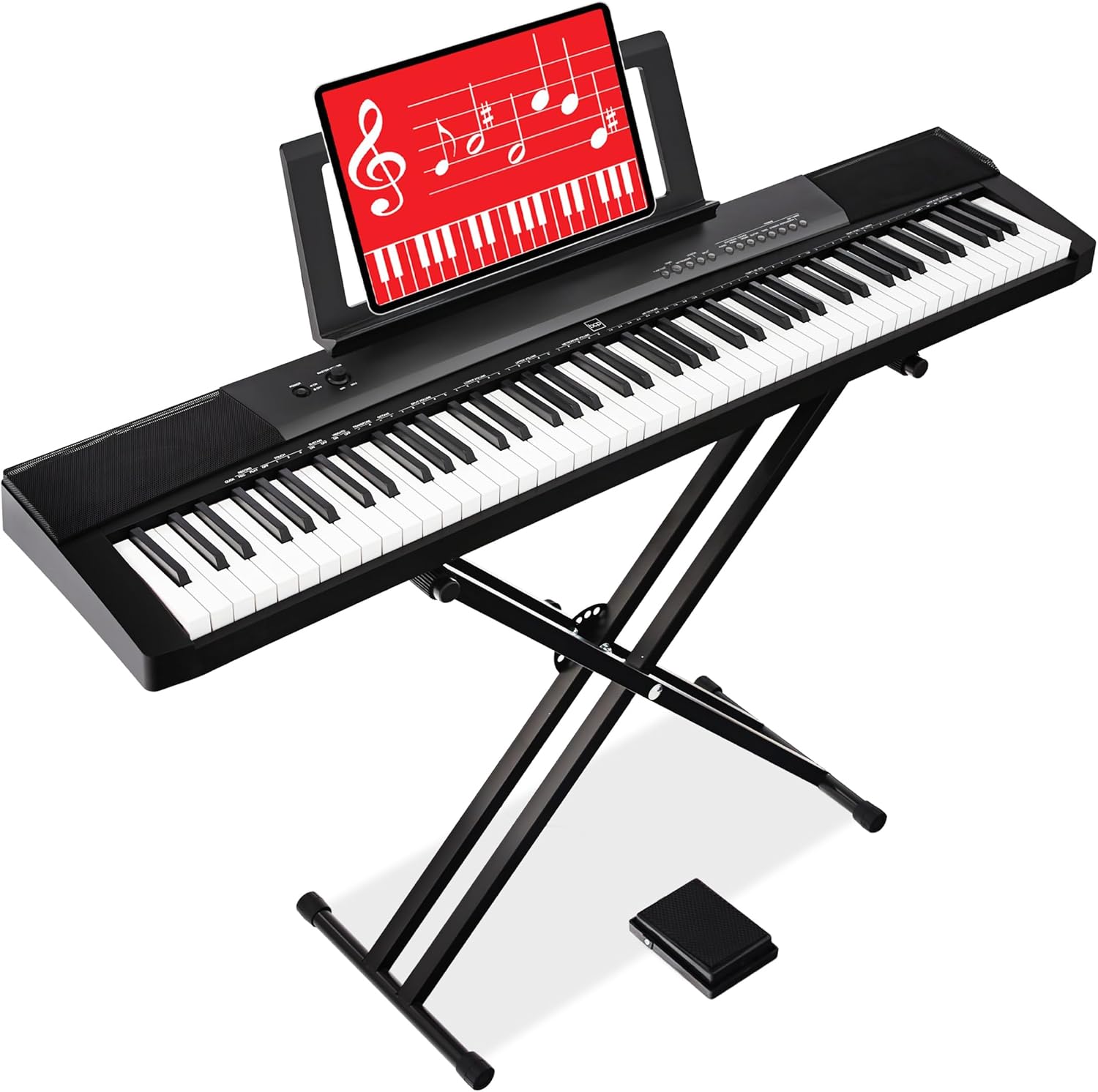 Best Choice Products 88-Key Full Size Digital Piano Electronic Keyboard Set for All Experience Levels w/Semi-Weighted Keys, Stand, Sustain Pedal, Built-In Speakers, 6 Voice Settings - Black