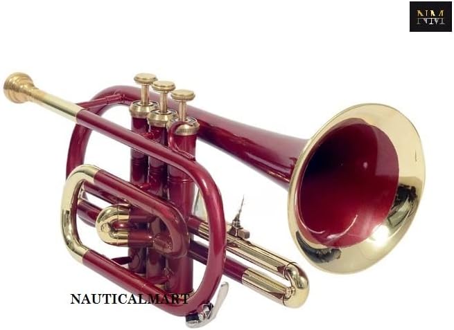 Musical Cornet Trumpet Bb Flat Professional Long Bell Cornet Mouthpiece Instrument For Beginner Student (Red Brass)
