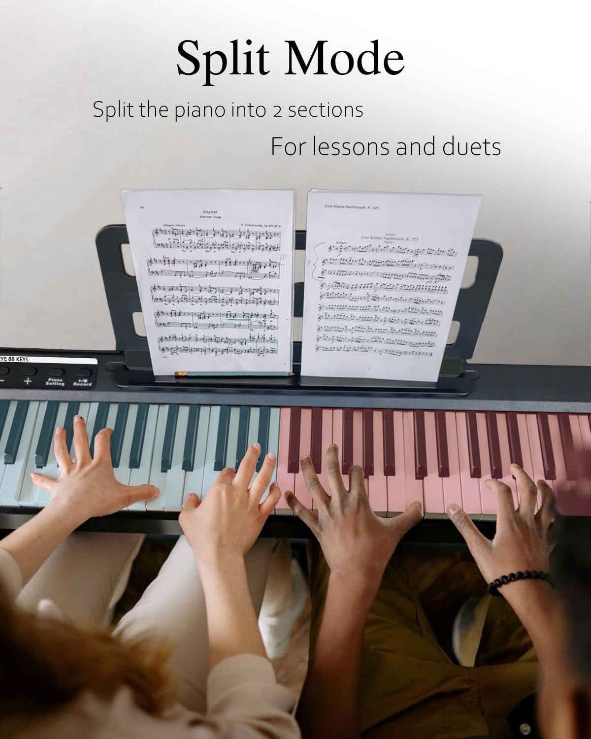 Longeye Piano Keyboard 88 Keys Compact Portable Digital Piano for Beginners with Semi-Weighted Full-Size Keys, Stand, Headphones, Sustain Pedal, Carrying Case, White