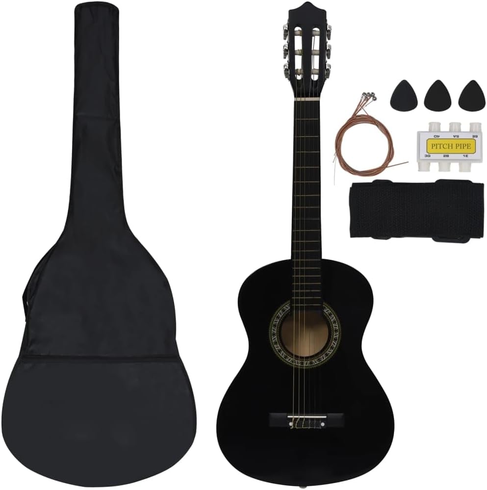 YAFF 8 Piece Classical Guitar Beginner Set Black 1/2 34